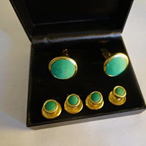 Mens Green Tuxedo Cufflinks Studs New Vintage
